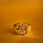 Load image into Gallery viewer, Classic Gold Navaratna Gents Ring Sri Lanka