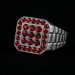 Load image into Gallery viewer, Regal Cluster Garnet Silver Ring
