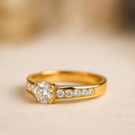 Load image into Gallery viewer, Gold solitaire diamond engagement ring

