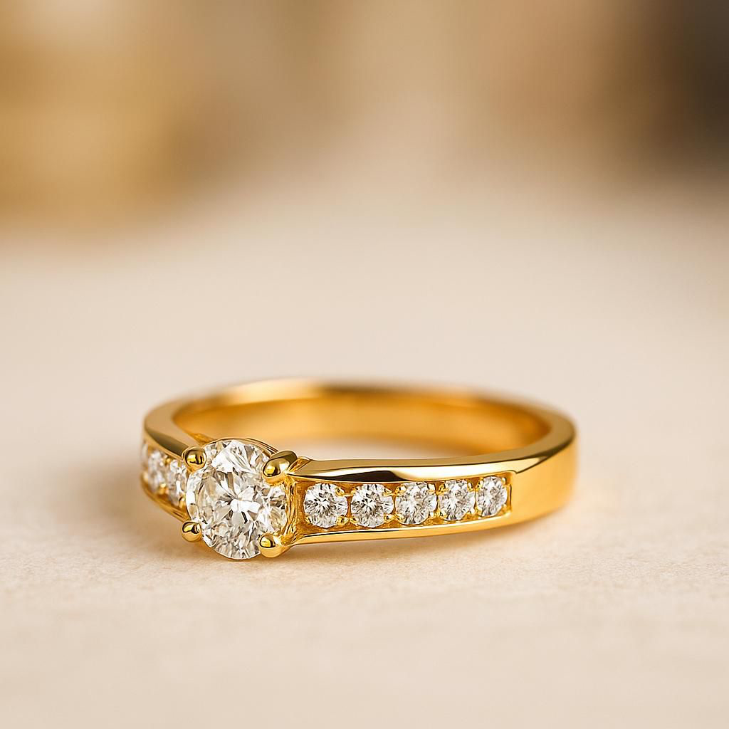 Gold solitaire diamond engagement ring
