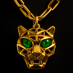 Load image into Gallery viewer, Panther Gold Pendant with Emerald Eyes
