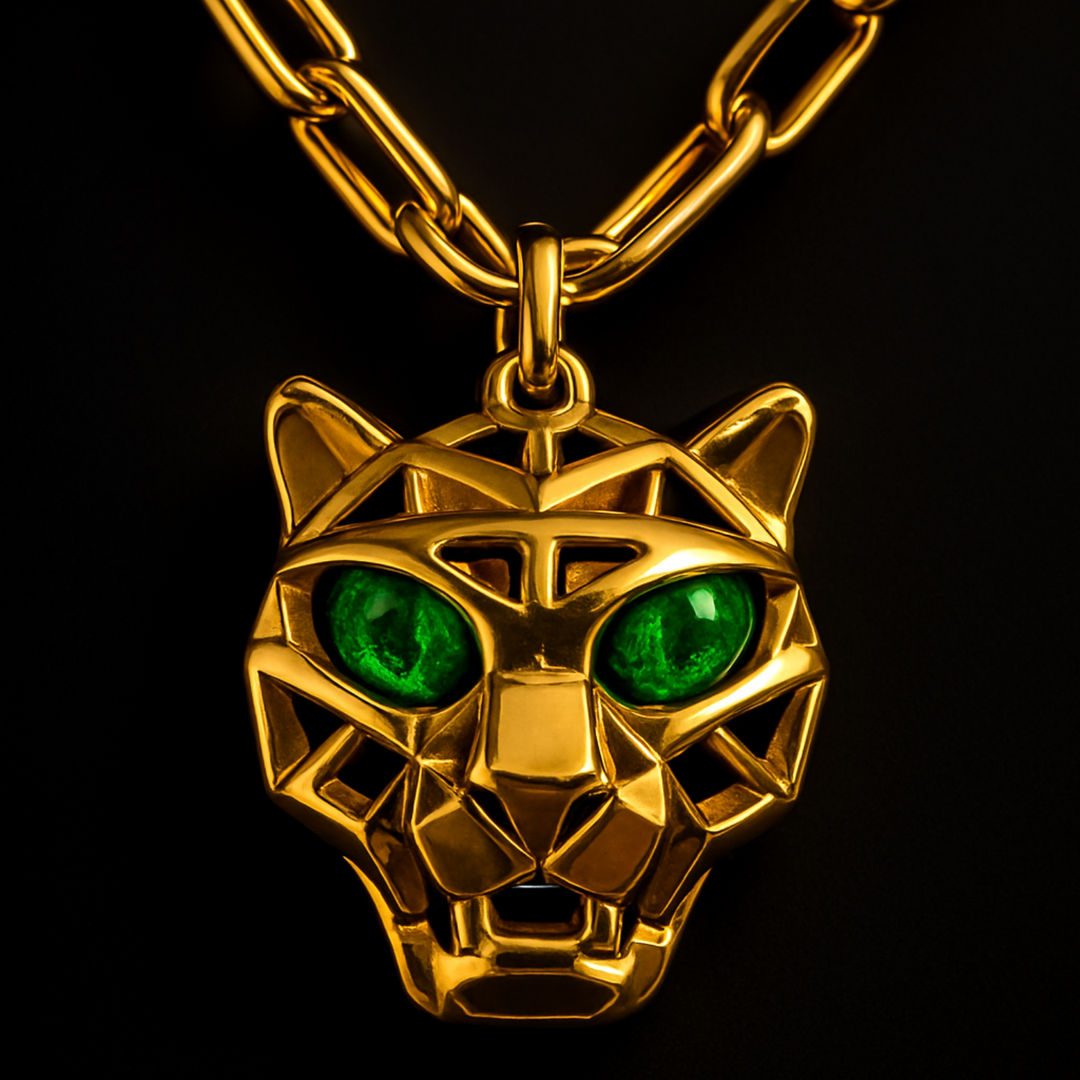 Panther Gold Pendant with Emerald Eyes