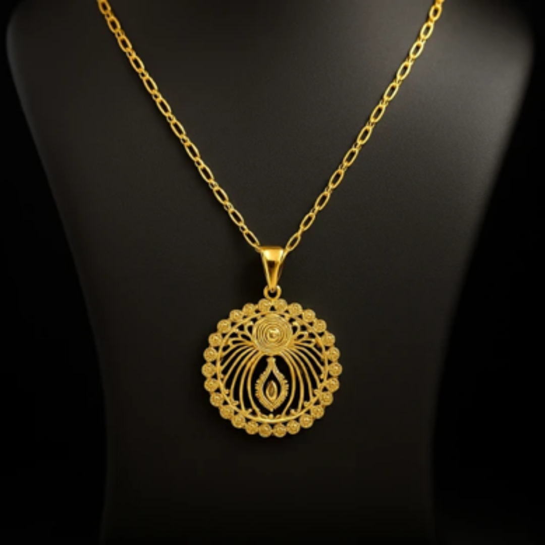 Heritage Sunburst Blossom Gold Pendant