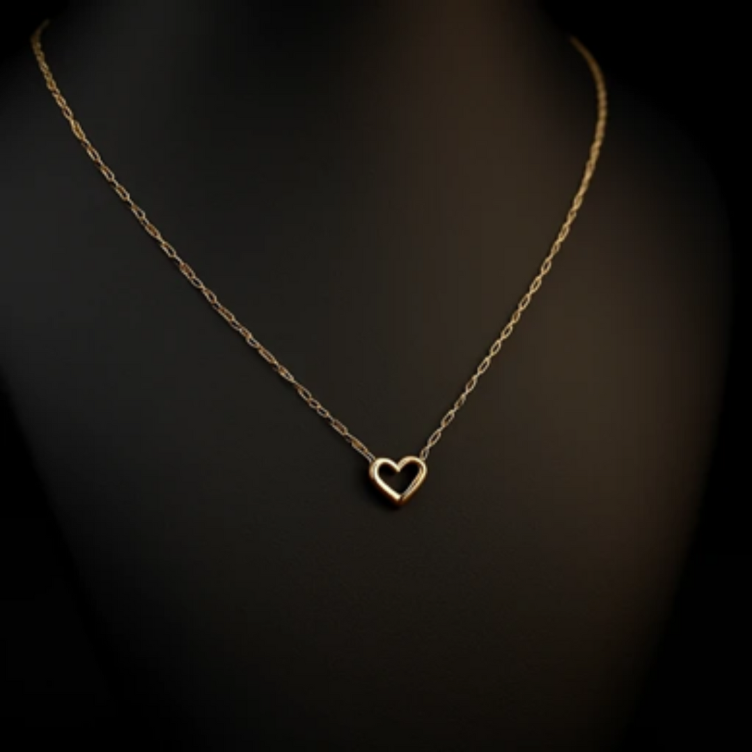 Golden Whisper Heart Chain Necklace