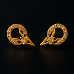 Load image into Gallery viewer, Leaf Motif Gold Stud Earrings with Sparkling Stones Handcrafted Elegant Design for Everyday Wear
