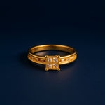 Load image into Gallery viewer, Geometric Gold Ring with Princess Cut Cluster and Channel-Set Accents Handcrafted Luxury Design
