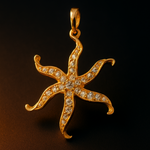Load image into Gallery viewer, Golden Starbloom Pendant Handcrafted Gold Star-Inspired Design with Sparkling Stone Accents

