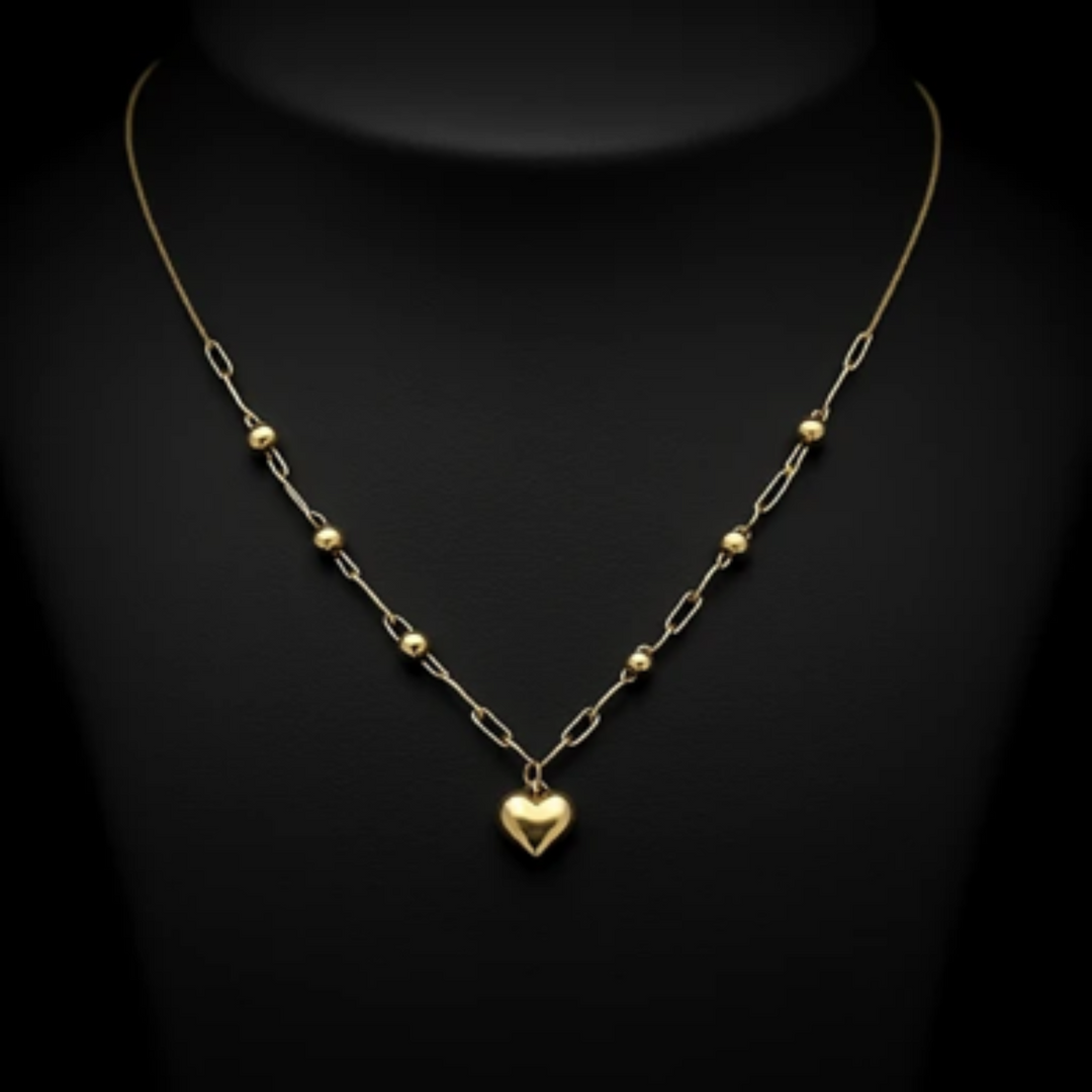 Golden Heart Bead Chain Necklace