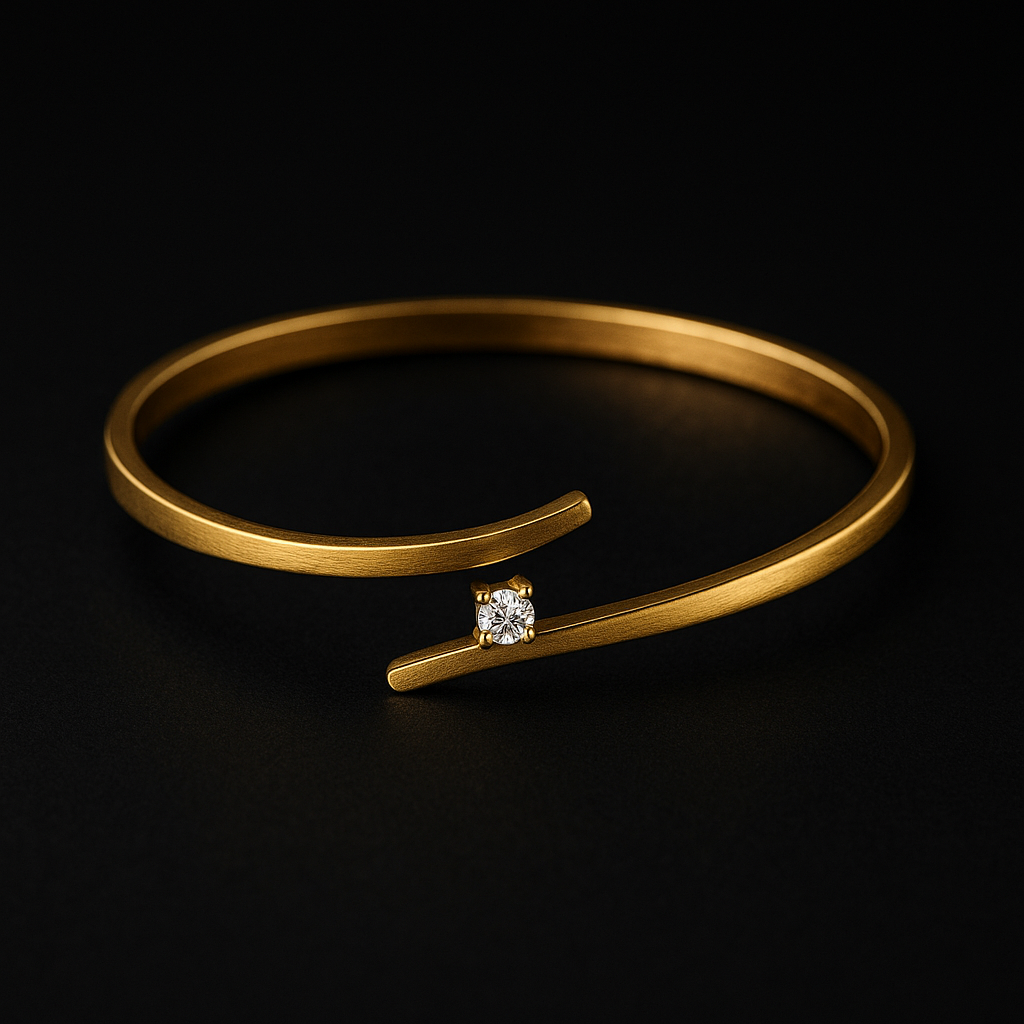 Minimalist Open Gold Bangle for Women
