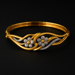 Load image into Gallery viewer, Flower Petal Embrace Gold Bangle
