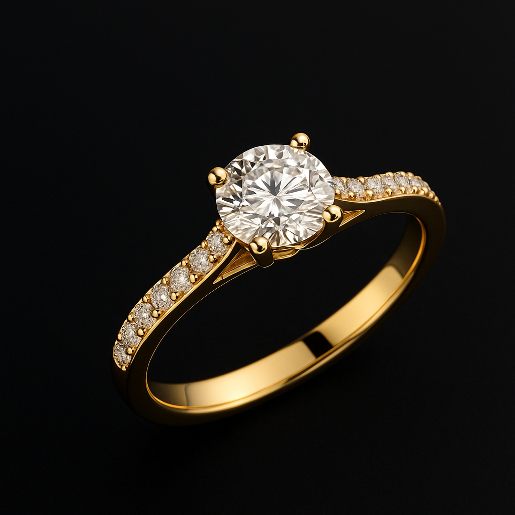 Radiant Diamond Gold Solitaire Engagement Ring