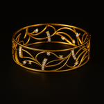 Load image into Gallery viewer, Floral Trail Gold Bangle with Sparkling Stones
