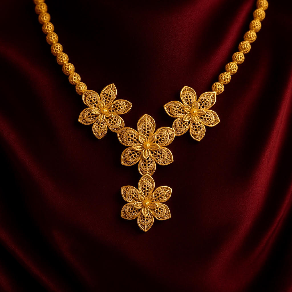 Petal Harmony Filigree Necklace