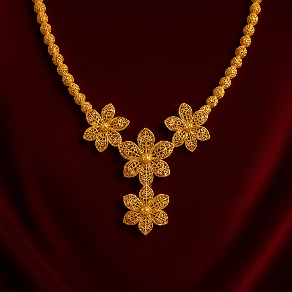 Ornate Lotus Filigree Necklace