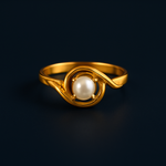 Load image into Gallery viewer, Handcrafted Gold Ring with Elegant Central Orb and Artistic Swirl Inspired Design
