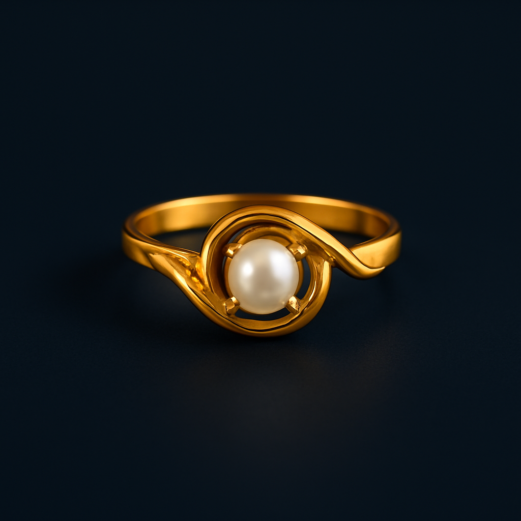 Handcrafted Gold Ring with Elegant Central Orb and Artistic Swirl Inspired Design