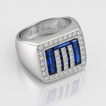 Load image into Gallery viewer, Sapphire Strata Halo Men’s Ring
