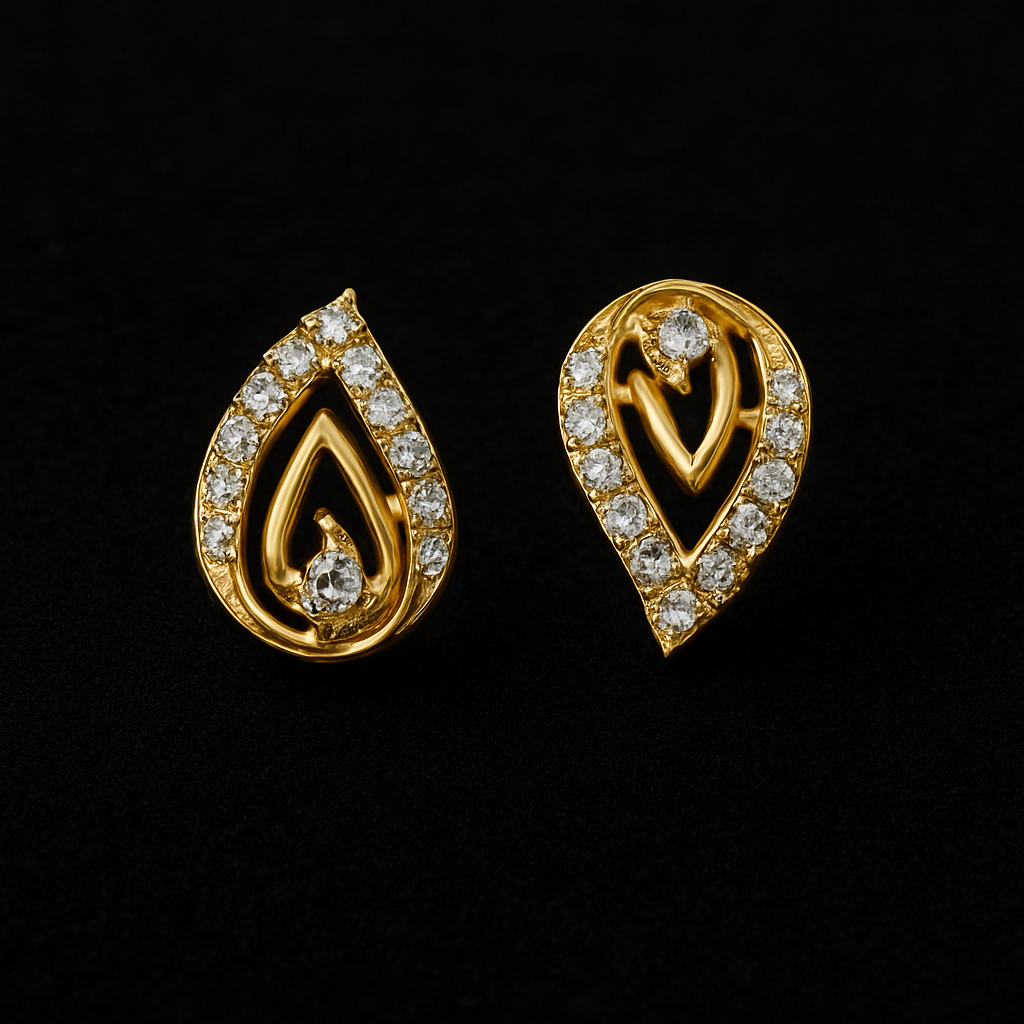 Gold Teardrop Stud Earrings