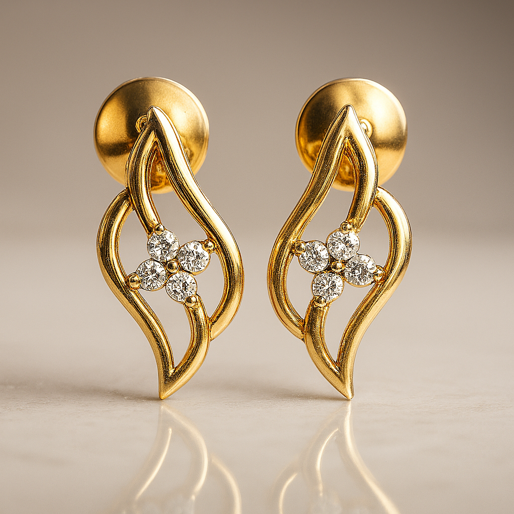 Flame Petal Gold Earrings with Radiant Floral Stones
